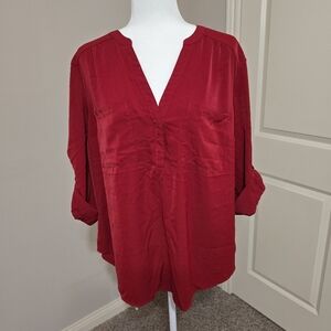 Torrid Harper 3/4 Sleeve Pullover Blouse Size 2 (XXL) in Red